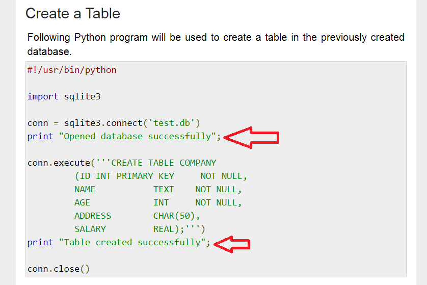 Correcting A SQLite Code Example Learn Google